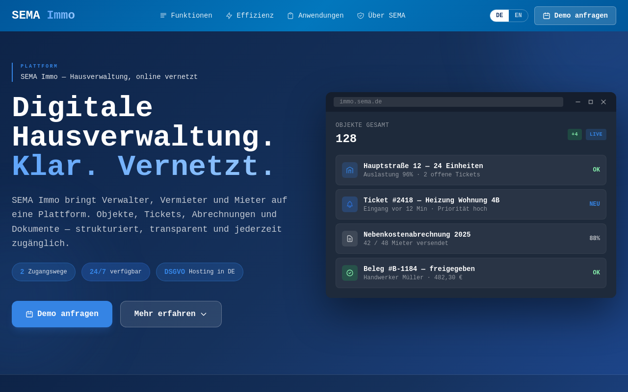 Vorschau der Landingpage SEMA Immo